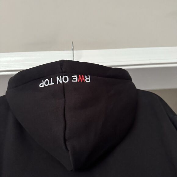 NWOT Overtime RWE On Top Black Hoodie Mens Large Cotton Graphic Sweatshirt - Picture 4 of 11